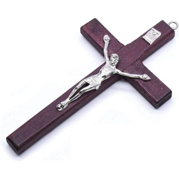 Catholic Crucifix Wall Cross 3 Pack, Small Wooden Cross with Jesus, 4.7 inches - Picture 1 of 6